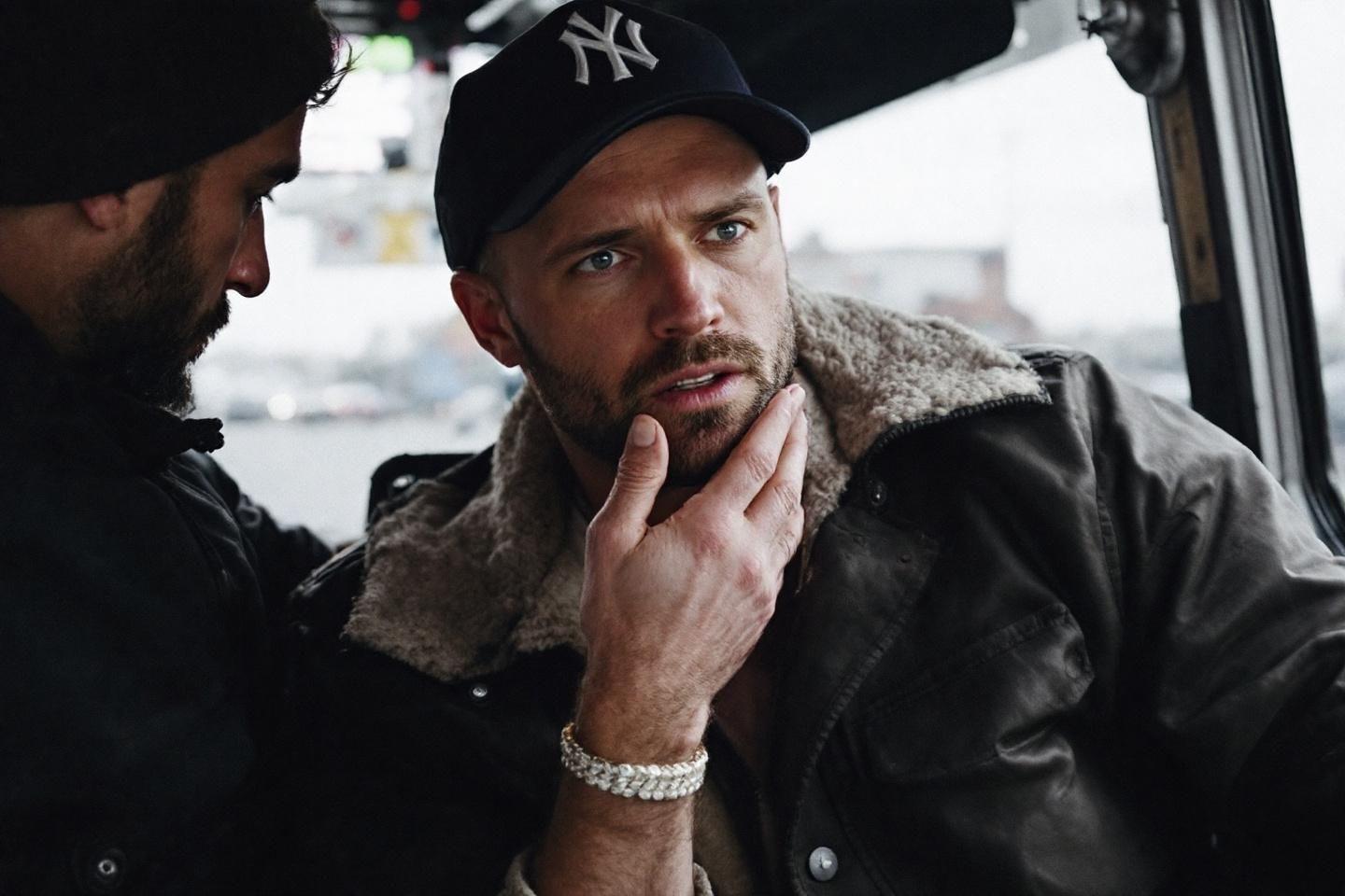 Portrait d'un homme r&eacute;fl&eacute;chi dans une veste d'hiver