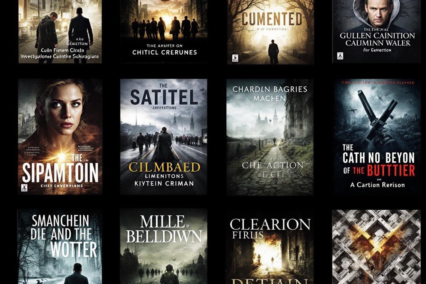 Grille de couvertures de romans policiers ou thrillers atmosph&eacute;riques